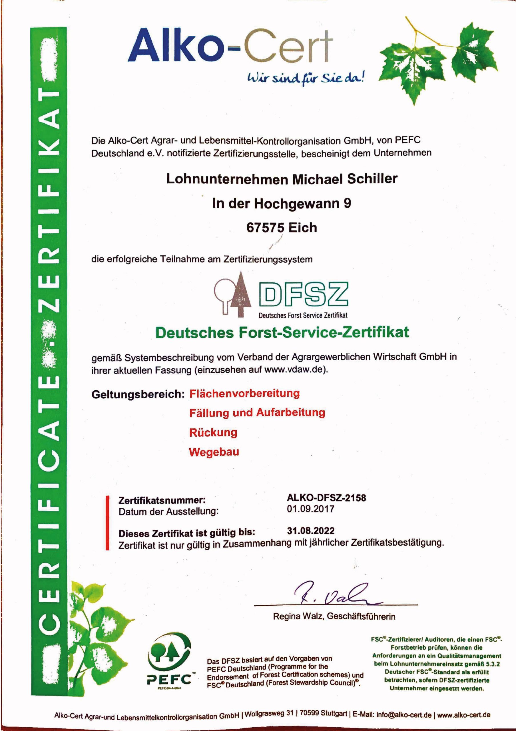 Forstwirtschaft Zertifikat